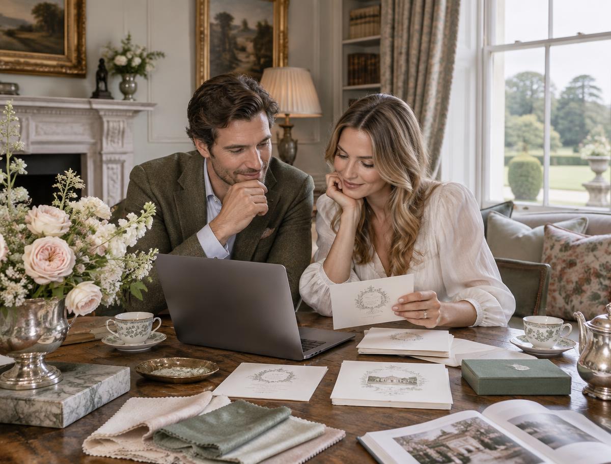 Couple planning their wedding